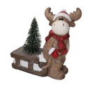 Renna resina con slitta grigio cm30x14h32