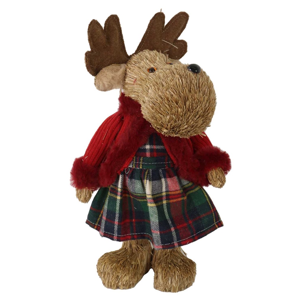 Red and green fabric reindeer cm18x10h30