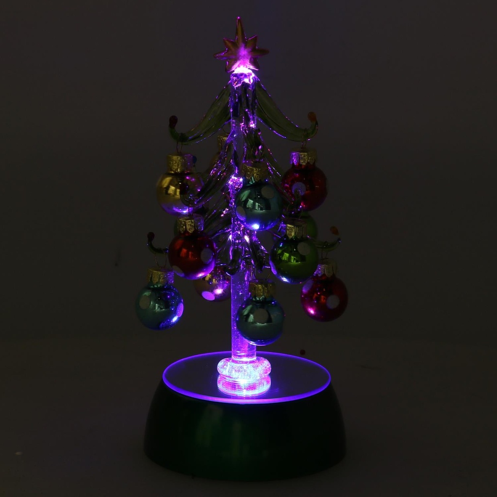 Albero vetro verde con sfere cm12x10h19