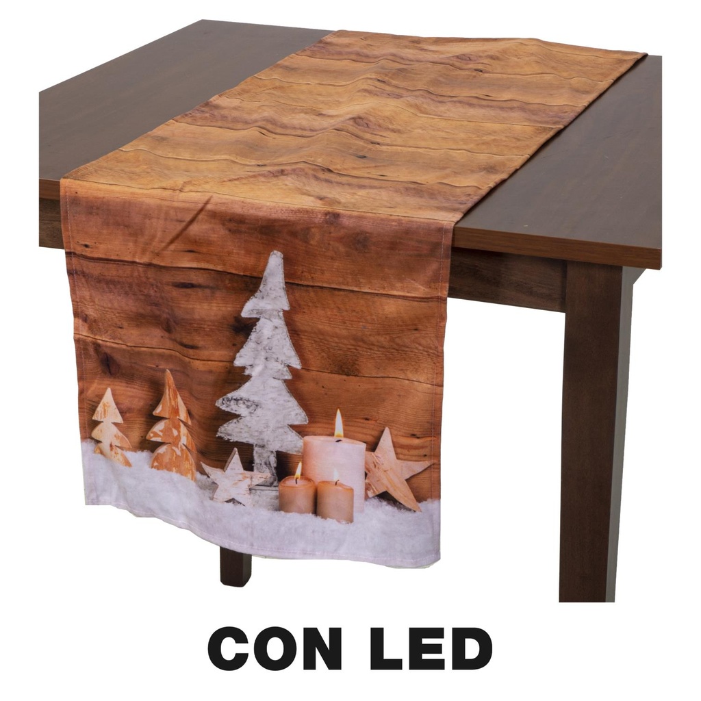 Runner tessuto decorazioni led beigecm40x150