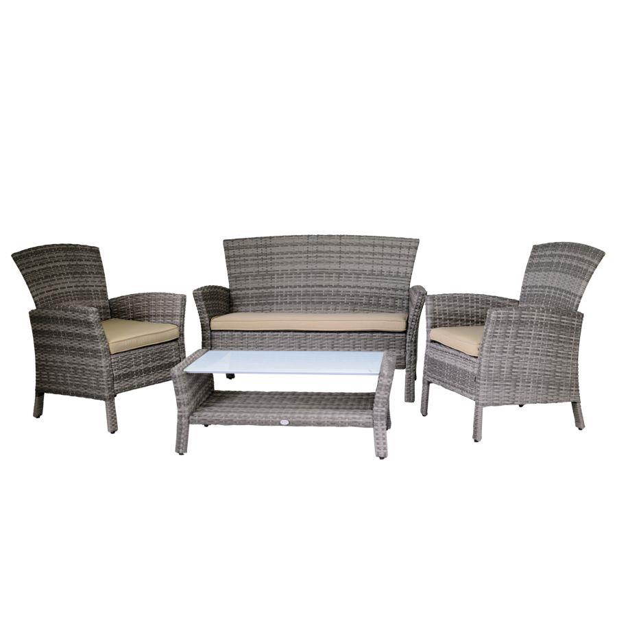 Salotto Amalia Polyrattan grigio con cuscini