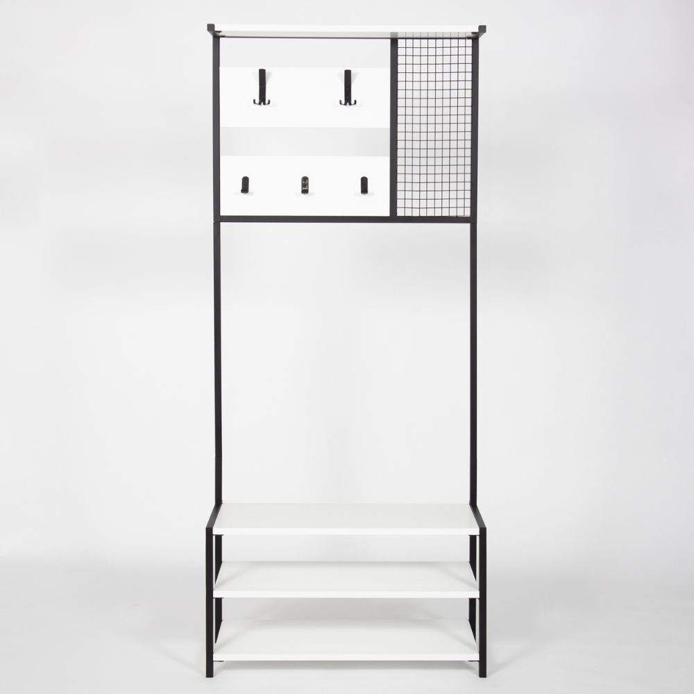 Scaffale Ingresso Nomad Bianco 5 Ganci Appendiabiti L 78 x P 30 x H 182 cm