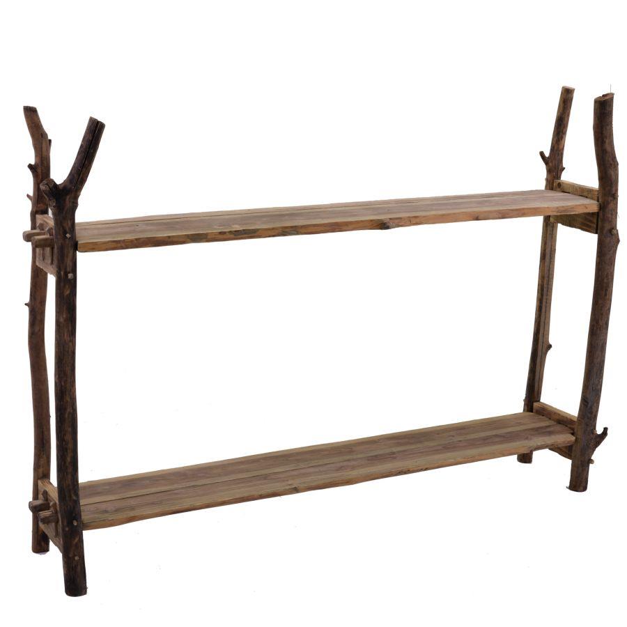 Scaffale in legno naturale con 2 ripiani h125 cm