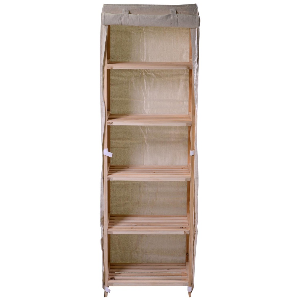 Scaffale legno stoffa vigo 5 piani naturale rettangolare cm42x28h139