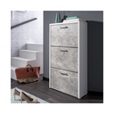 Scarpiera 3 ribalte struttura bianca e cemento  61x25xh.115 cm