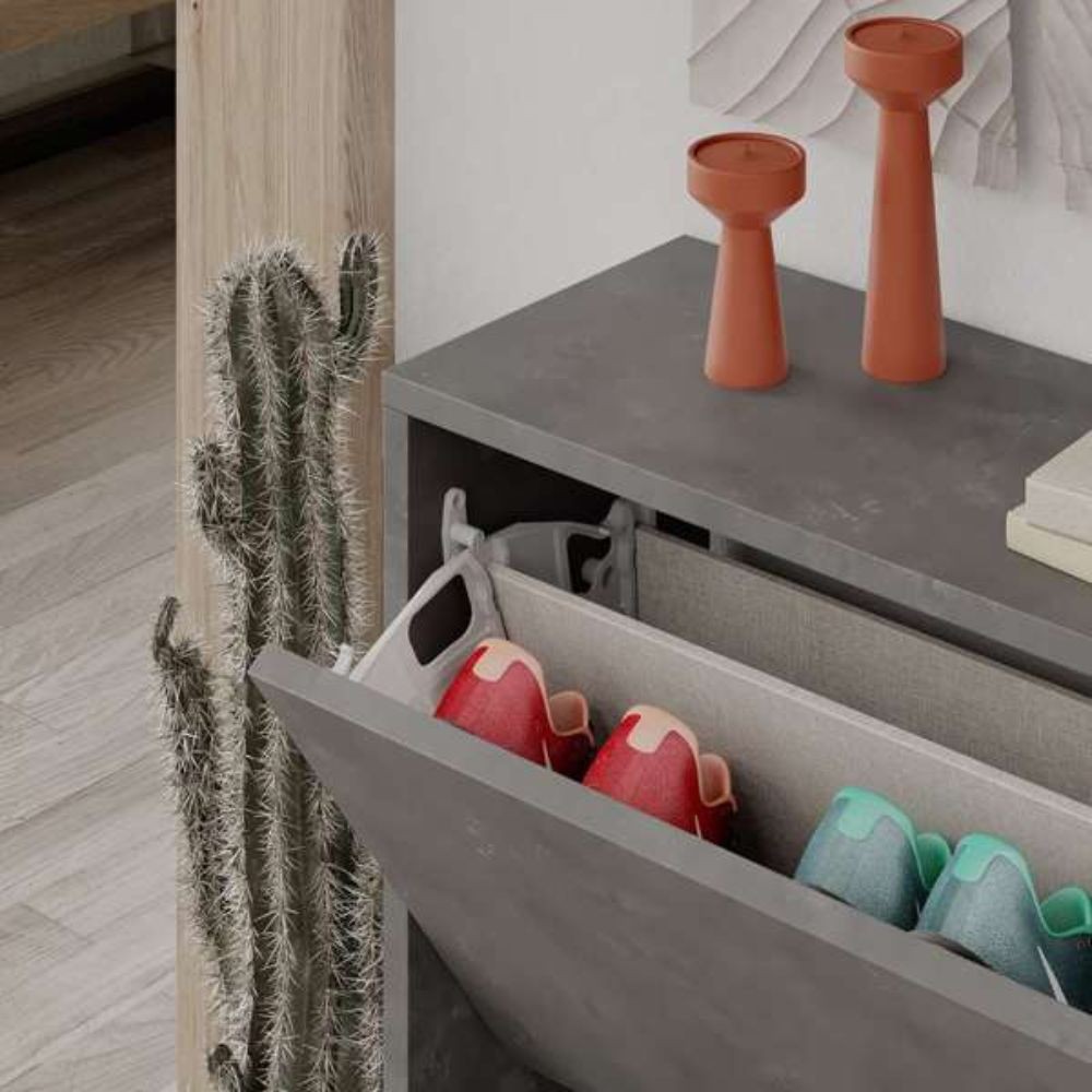 Scarpiera a ribalta grigio retro L 73 x P 26 x 82.5 cm