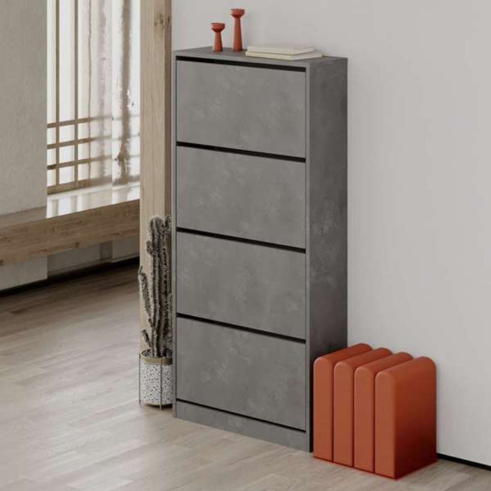 Scarpiera a ribalta retro grey con 4 ante L73 x P26 x 154.5H cm