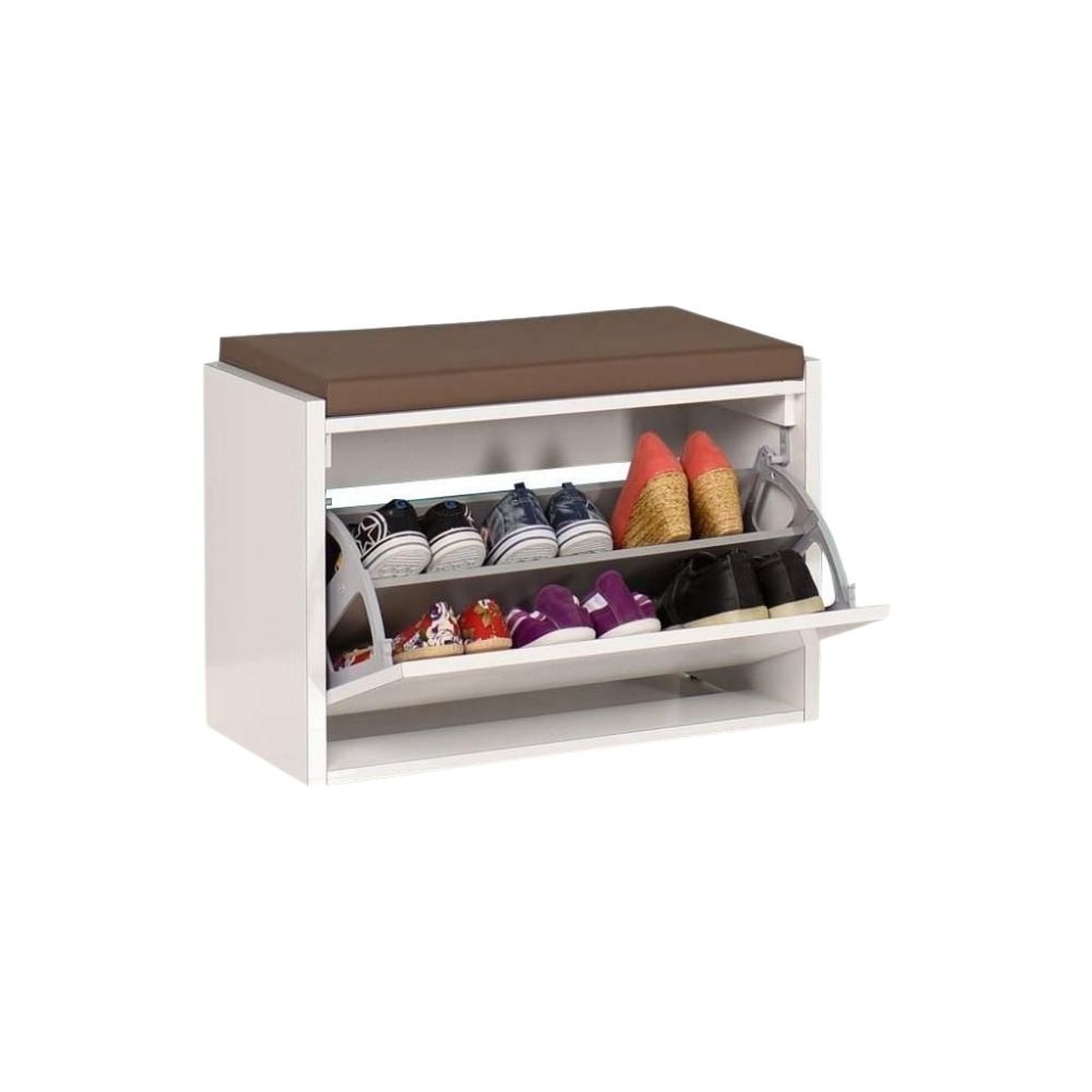 Scarpiera con panca Susa colore bianco apertura a ribalta