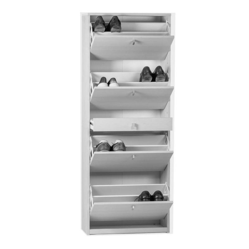 Shoe cabinet with four doors and one drawer Ash White 63x29x h164 cm