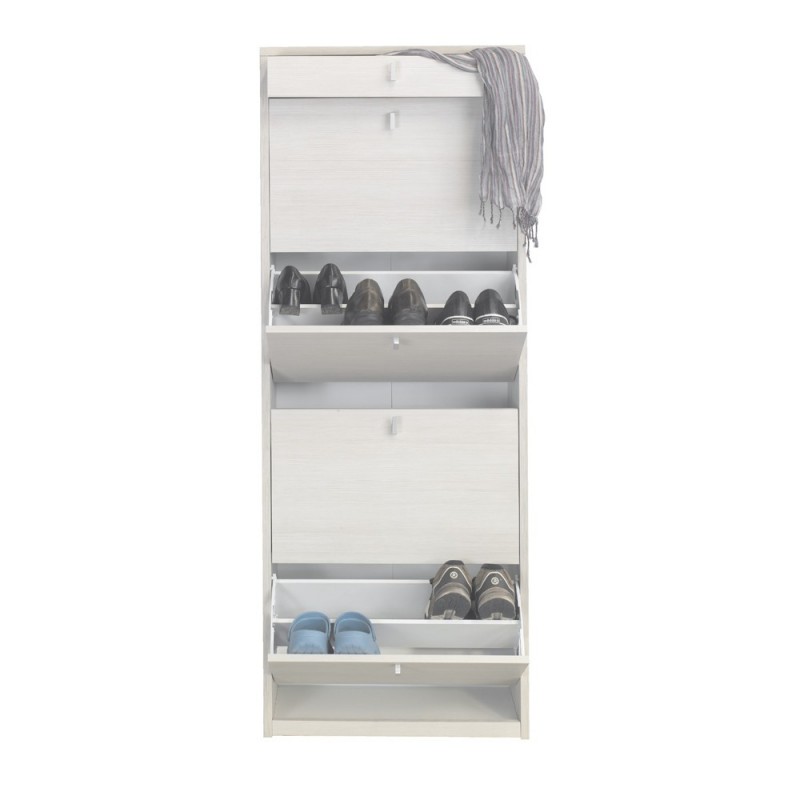 Shoe cabinet with four doors and one upper drawer in Ossido White 63x29x h164 cm