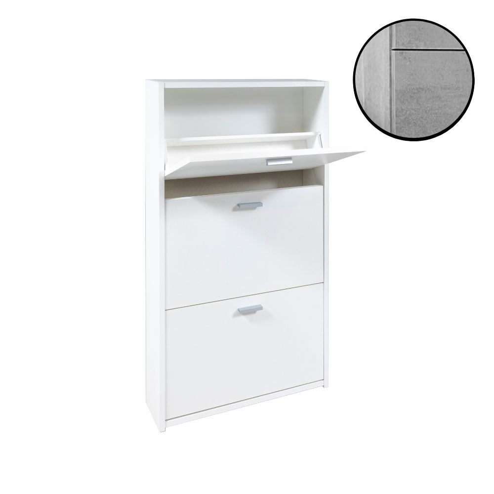 Scarpiera slim 3 ante cemento 63x16,5x111