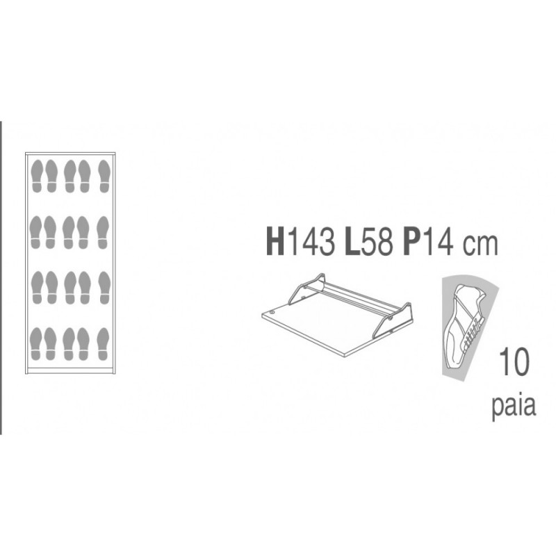 Space-saving slim shoe rack with four doors Light Elm 63x18x h154 cm