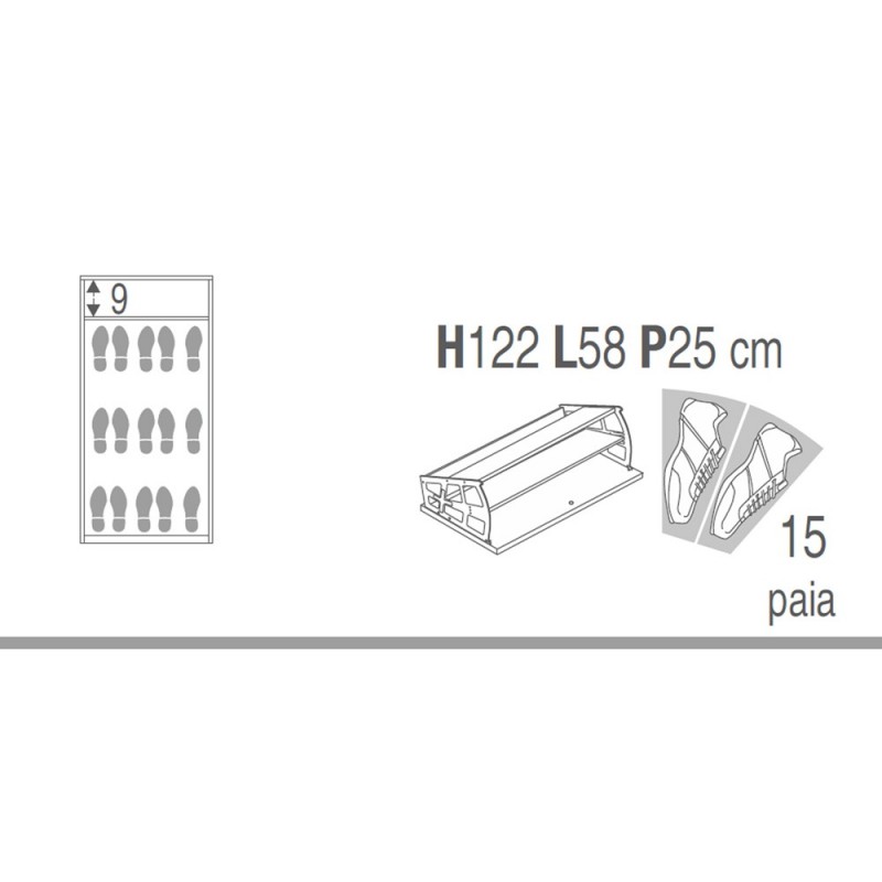 Space-saving slim shoe rack three doors one drawer Ash White 63x29x h127 cm