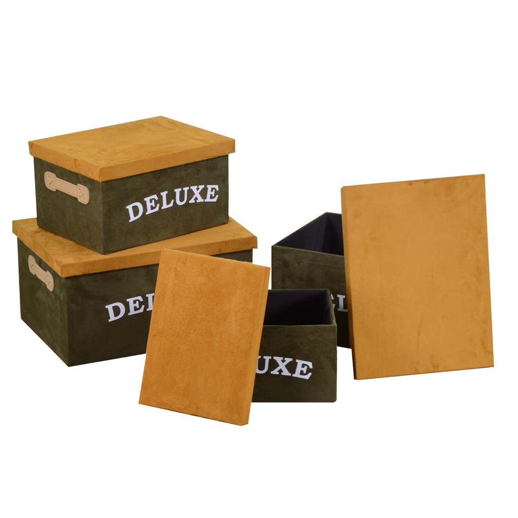 Scatola  tessuto 1-4 verde rettangolarecm40x31h21