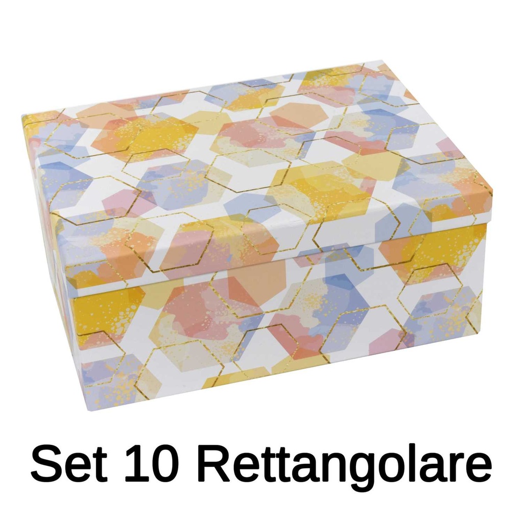Rectangular white cardboard box 1-10 hexagons cm37,5x29h16