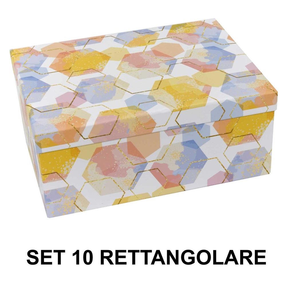 Rectangular white cardboard box 1-10 hexagons cm37,5x29h16