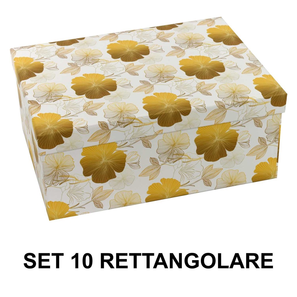 Rectangular cardboard box 1-10 gold flowers cm37,5x29h16