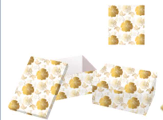 Rectangular cardboard box 1-10 gold flowers cm37,5x29h16