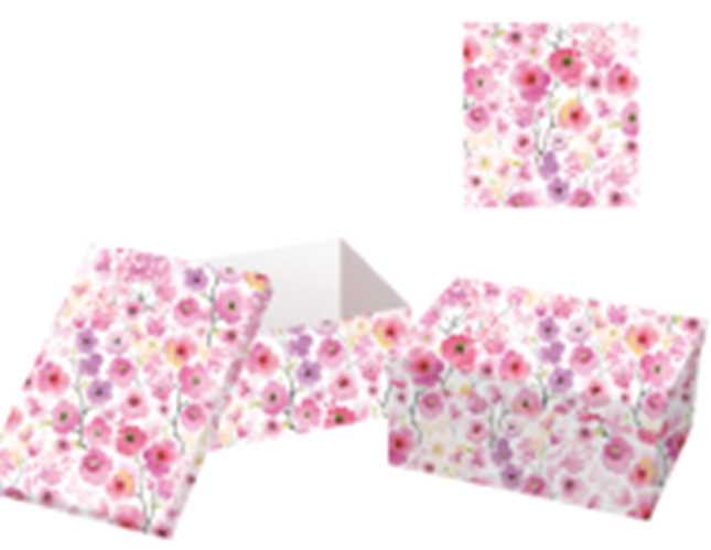 Cardboard box 1-10 pink flowers rectangular cm37,5x29h16
