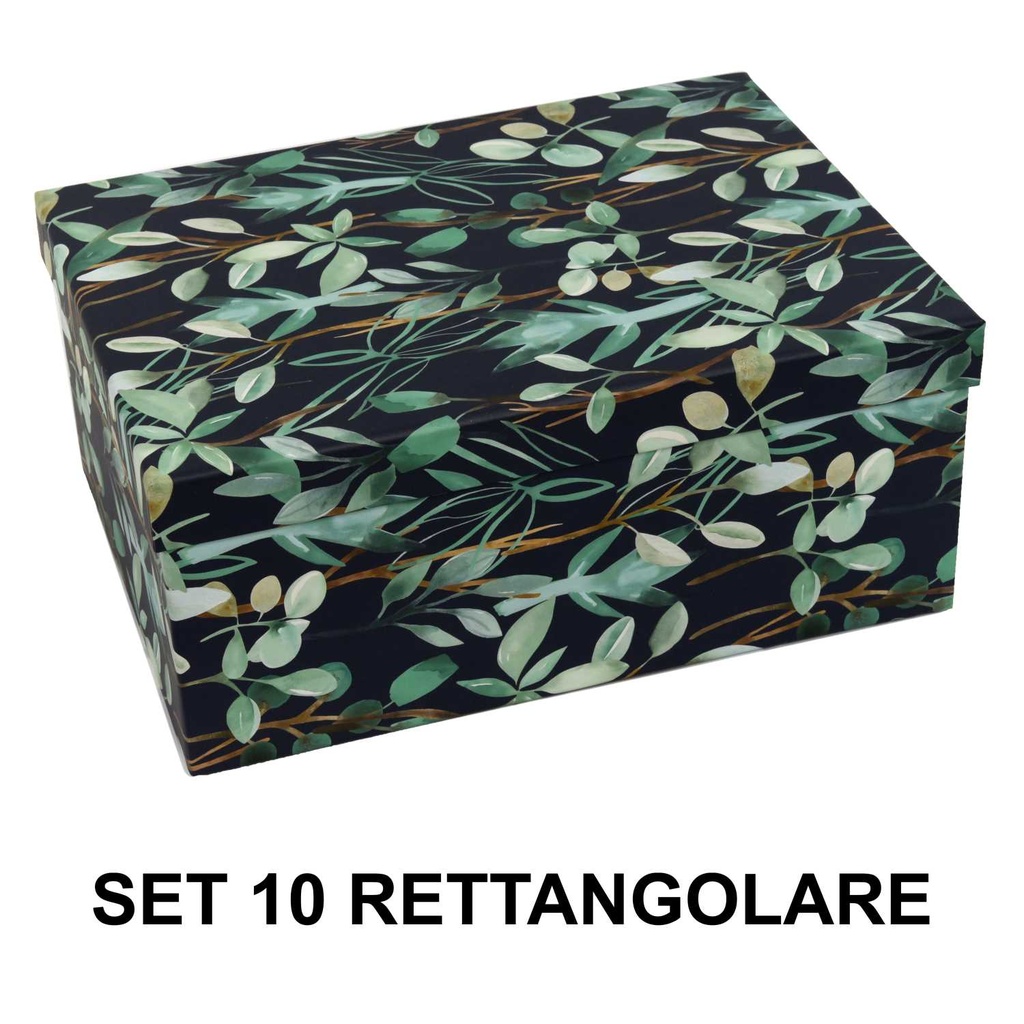 Rectangular cardboard box 1-10 blue leaves cm37,5x29h16