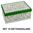 Cardboard box 1-10 green white rectangular leaves cm37,5x29h16