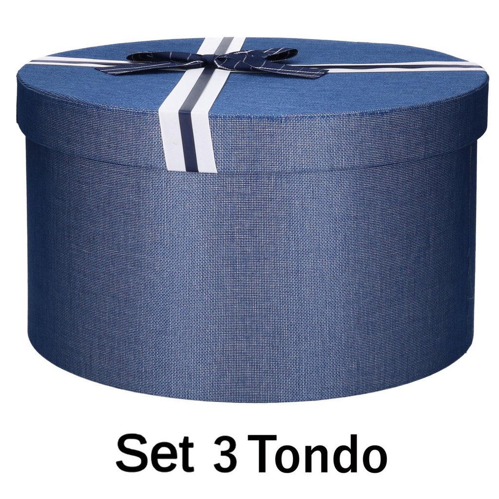 Round blue cardboard box 1-3 cm ø21,5h12,5