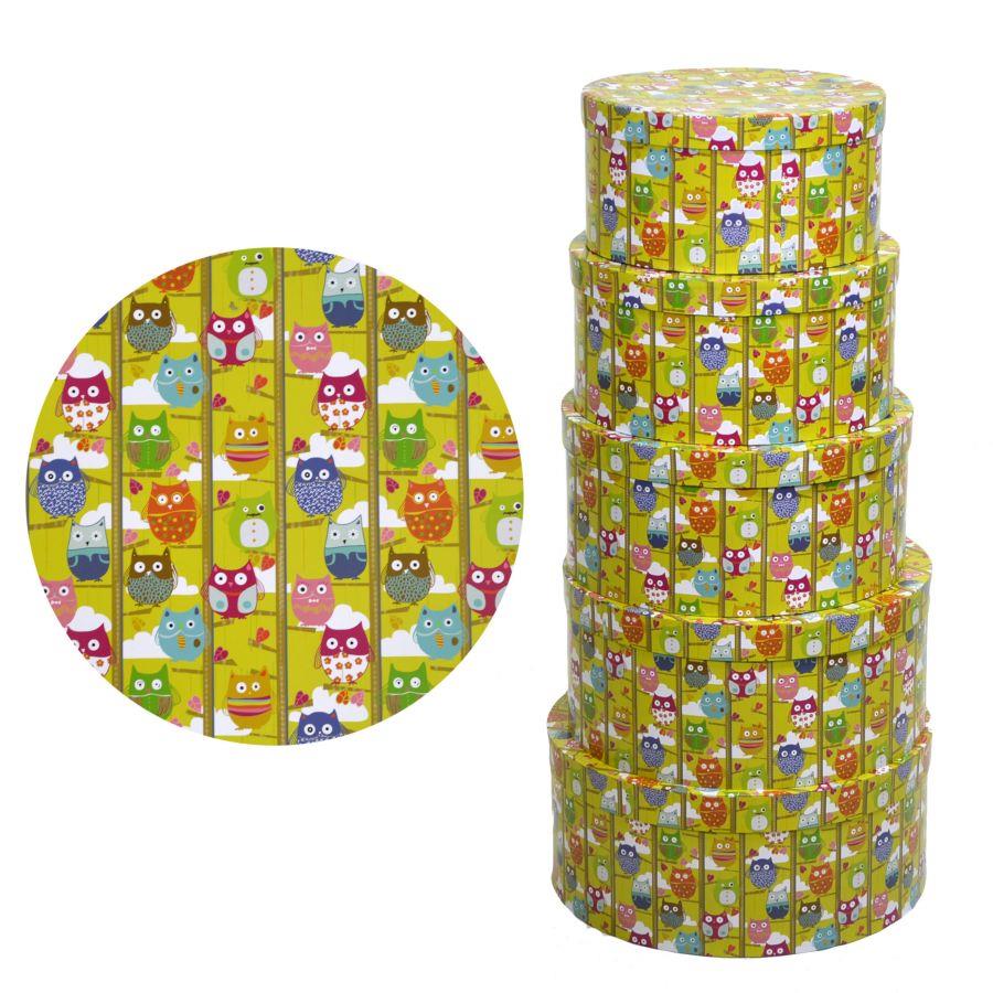 Scatola cartone 1-5 gufi cmø40,5x17,8