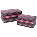 Rectangular faux leather box 1-2 multicolor flowers cm30x18h15