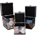 Faux leather box 1-3 morocco blue square cm24x24h24