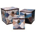 Faux leather box 1-3 morocco blue square cm24x24h24