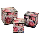 Faux leather box 1-3 square cream flowerscm30,5x30,5h30,5