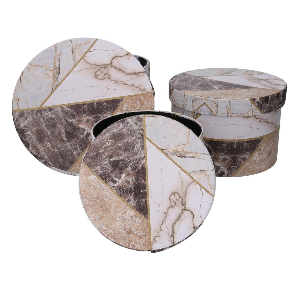 Round marble eco-leather box 1-3 cm ø27h18