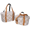 Eco-leather box with handles 1-2 oval white cm36x26h20