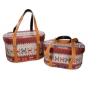 Eco-leather box with handles 1-2 red oval cm36x26h20