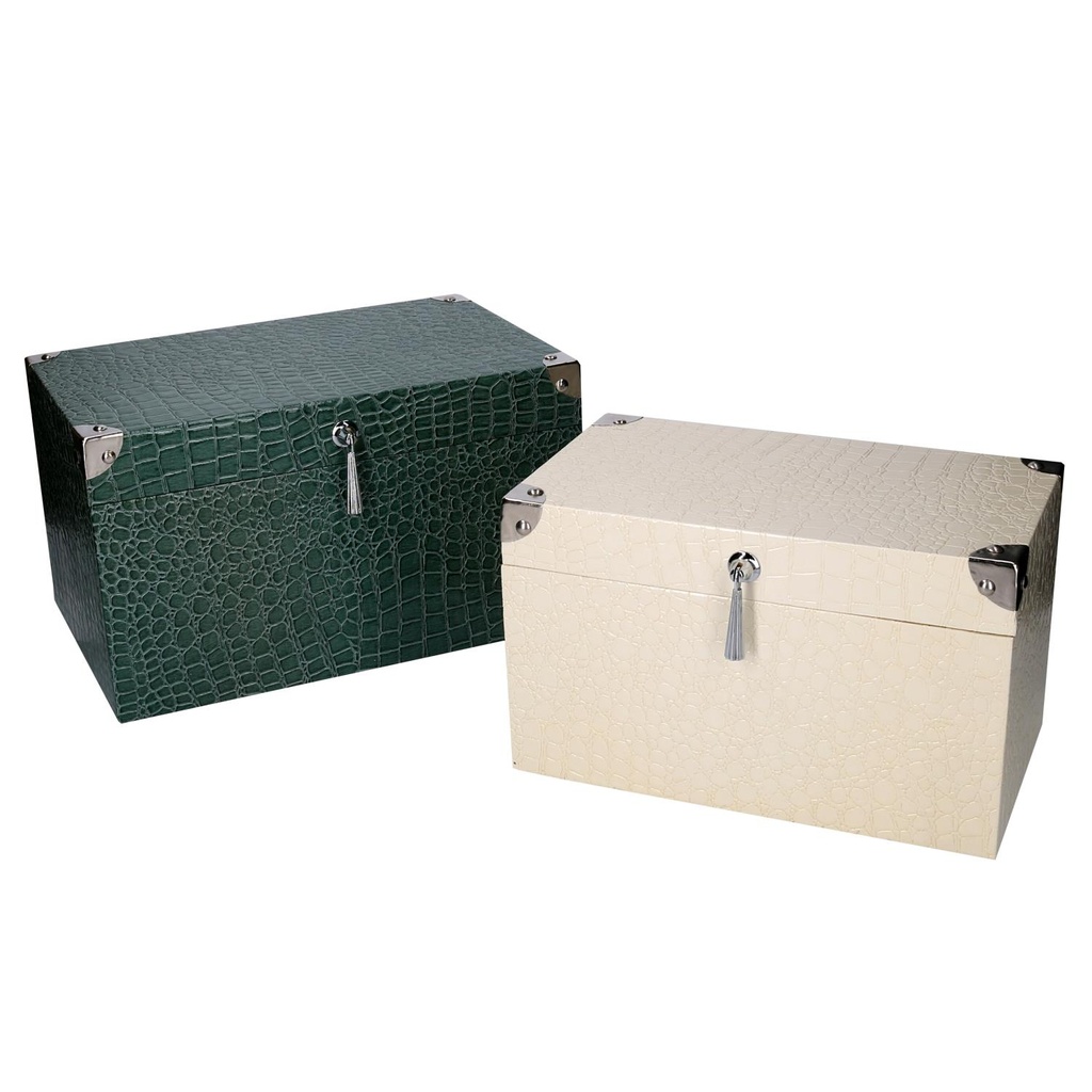 Wooden box 1-2 covered in rectangular eco-leather cm35x22h20