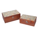 Wooden box 1-2 green with brown edge 24x16h9,3 cm