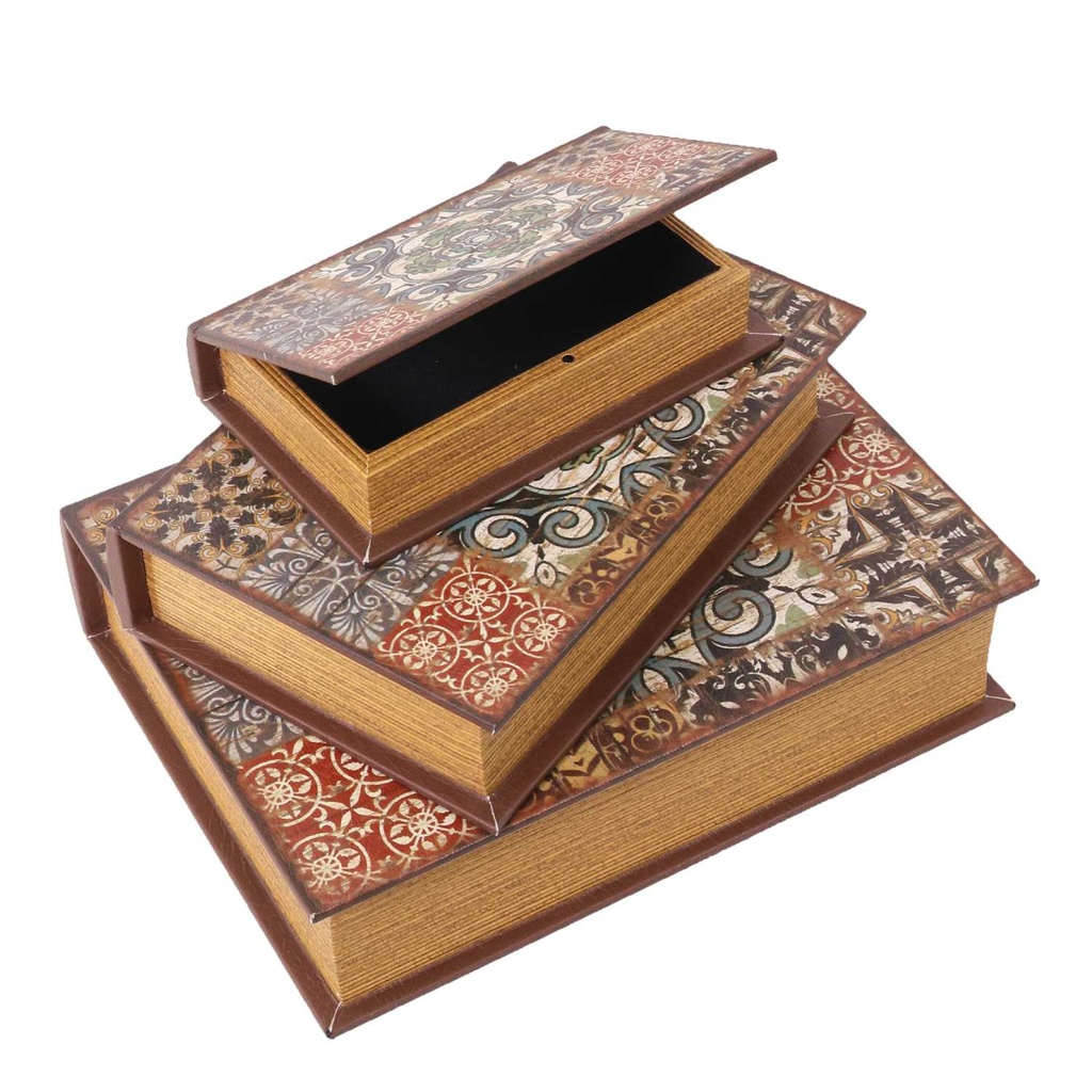 Rectangular mandala faux leather book box 1-3 cm32x24h8