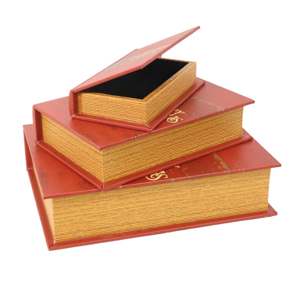 Faux leather book box 1-3 garland red cm32x24h8