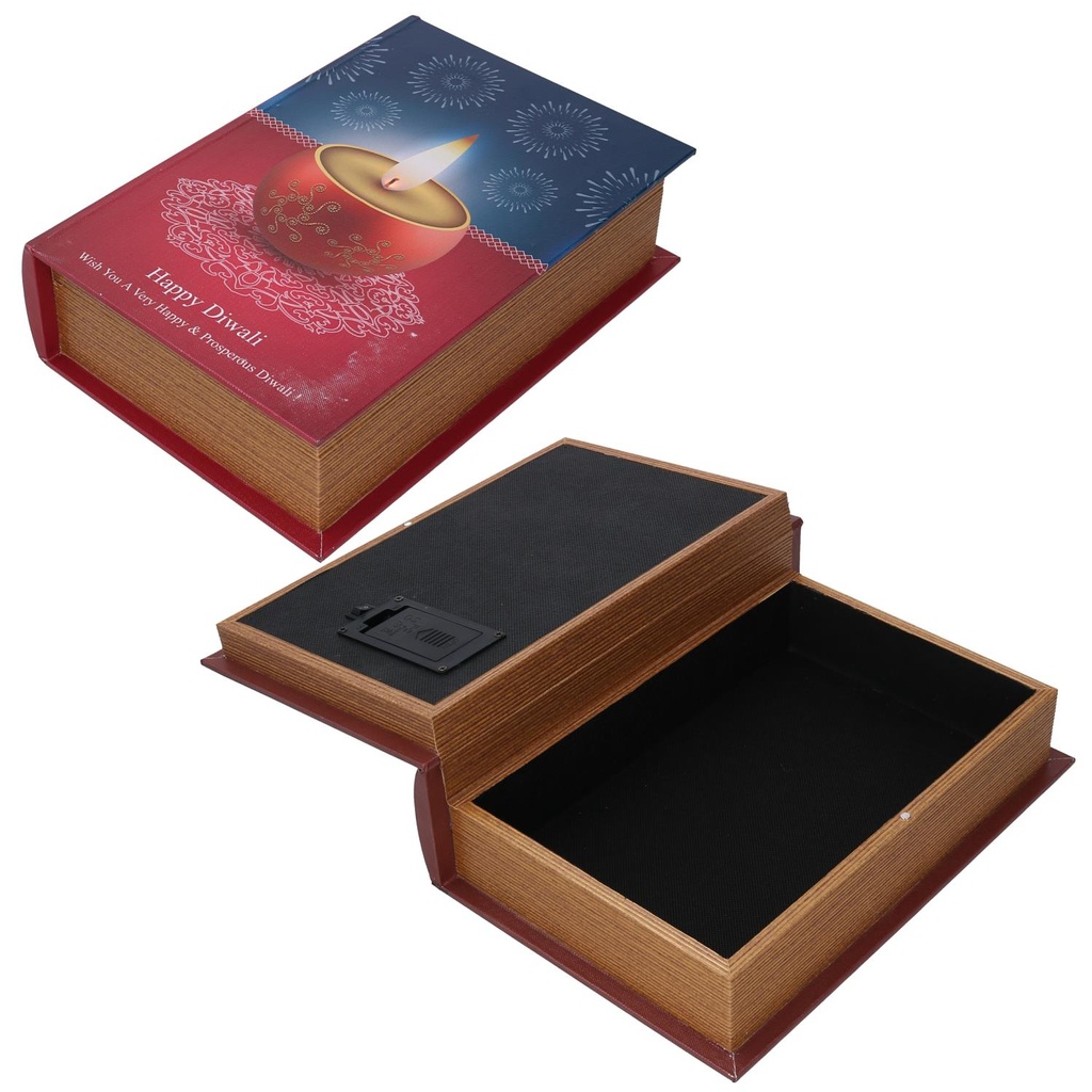 Scatola libro ecopelle con led rettangolare cm29x20h8