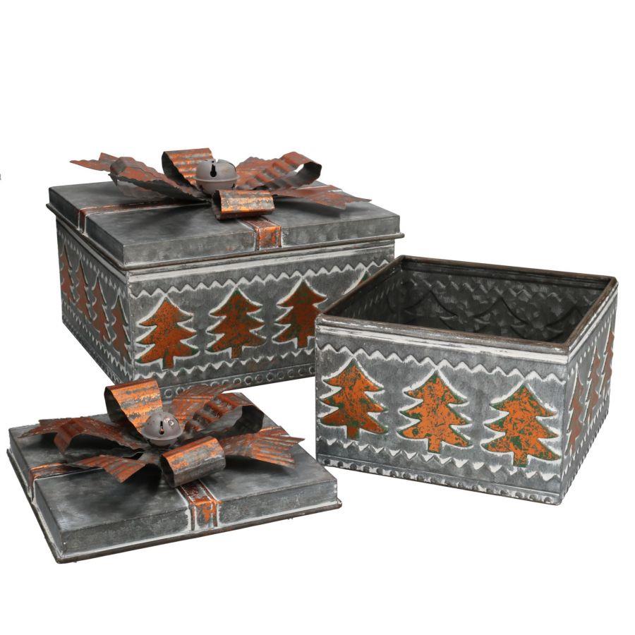 Scatola metallo 1-2 grigio oro quadro cm26x26h19