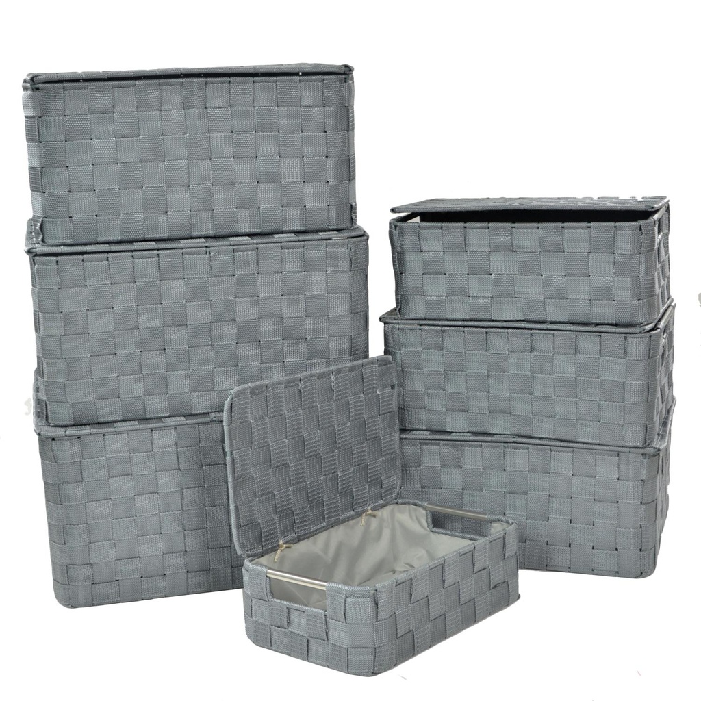 Rectangular gray polyester box 1-7 with metal handles cm40x30h21,5
