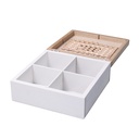 Scatola portathe legno 4 scomparti bianco quadro cm18x18h7