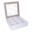 Scatola portathe legno beige quadro cm26x26h7,5