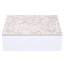 Scatola portathe legno bianco mandala rettangolare 6 scomparti cm22x17h7,5