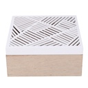 Scatola portathe legno bianco quadro 4 scomparti cm18x18h8