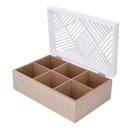 Scatola portathe legno bianco rettangolare 6 scomparti cm23x15h8