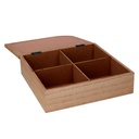 Scatola portathe legno marrone quadro cm20x20h6