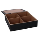 Scatola portathe legno nero quadro cm20x20h6