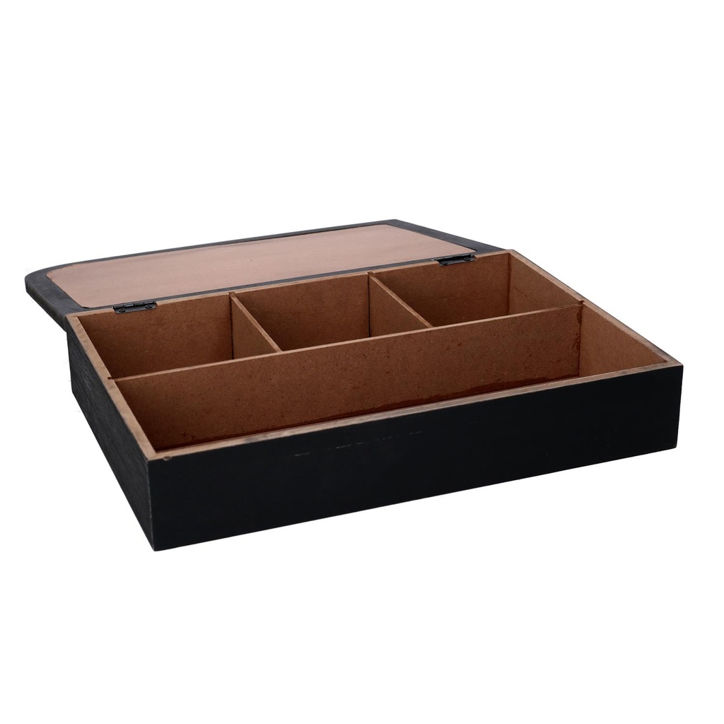 Scatola portathe legno nero rettangolare cm20x6x29