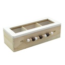 Rectangular wooden lignum tea box with 3 compartments cm24x11h6,5
